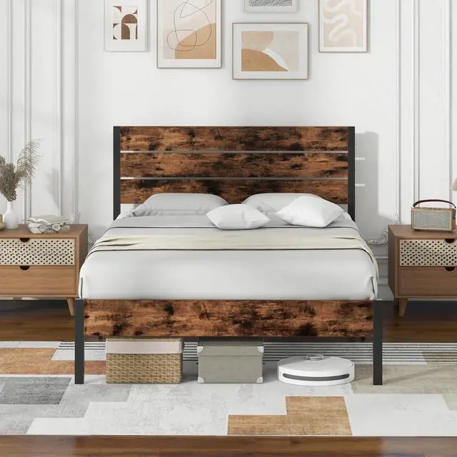 Alt view image 6 of 7 - SlickBlue Bed Frame with High Headboard and Mute Bar