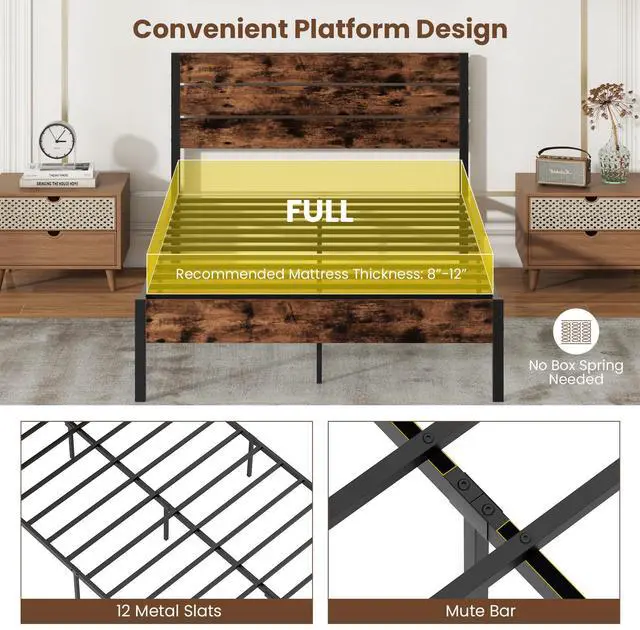 Alt view image 7 of 7 - SlickBlue Bed Frame with High Headboard and Mute Bar