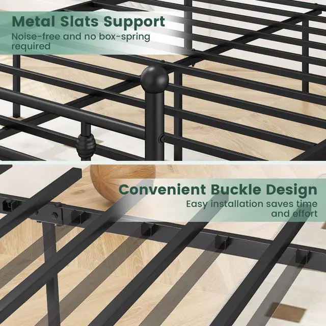 Alt view image 6 of 7 - SlickBlue Heavy-duty Metal Bed Frame with Headboard
