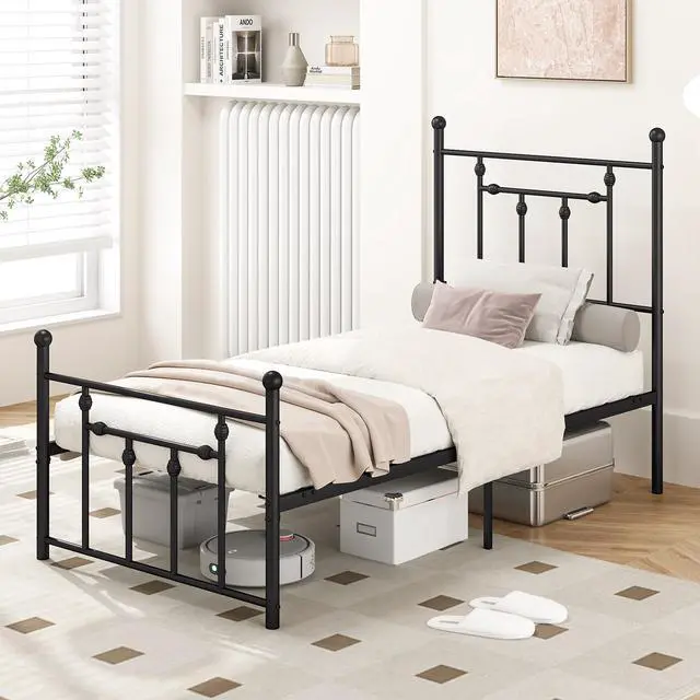 Alt view image 3 of 7 - SlickBlue  Heavy-duty Metal Bed Frame with Headboard