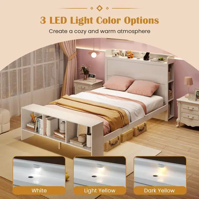 Alt view image 7 of 7 - SlickBlue Frame with 2 USB Ports with Storage Headboard and Lights