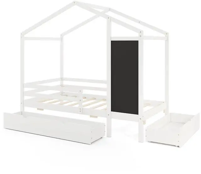 Main image of SlickBlue Wooden Platform Bed Frame with Bookcase Headboard