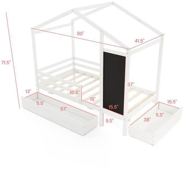 Alt view image 5 of 7 - SlickBlue Wooden Platform Bed Frame with Bookcase Headboard