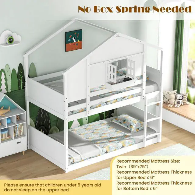 Alt view image 7 of 7 - SlickBlue  Bunk Bed for Kids with Roof and Lockable Window