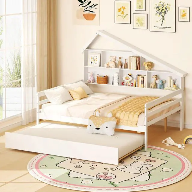 Alt view image 2 of 7 - SlickBlue House-Shaped Full Size Daybed with Twin Size Trundle