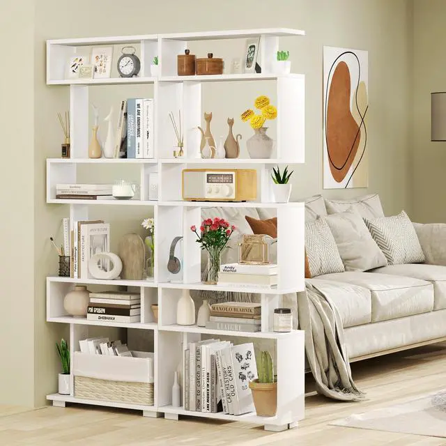 Alt view image 3 of 7 - SlickBlue 6-Tier Bookcase with Anti-Tipping Kit