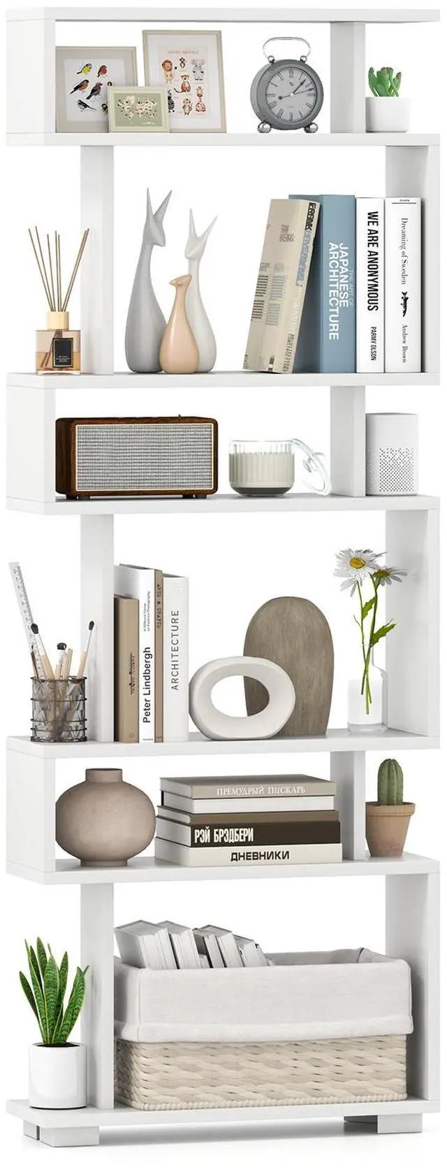 Alt view image 4 of 7 - SlickBlue 6-Tier Bookcase with Anti-Tipping Kit