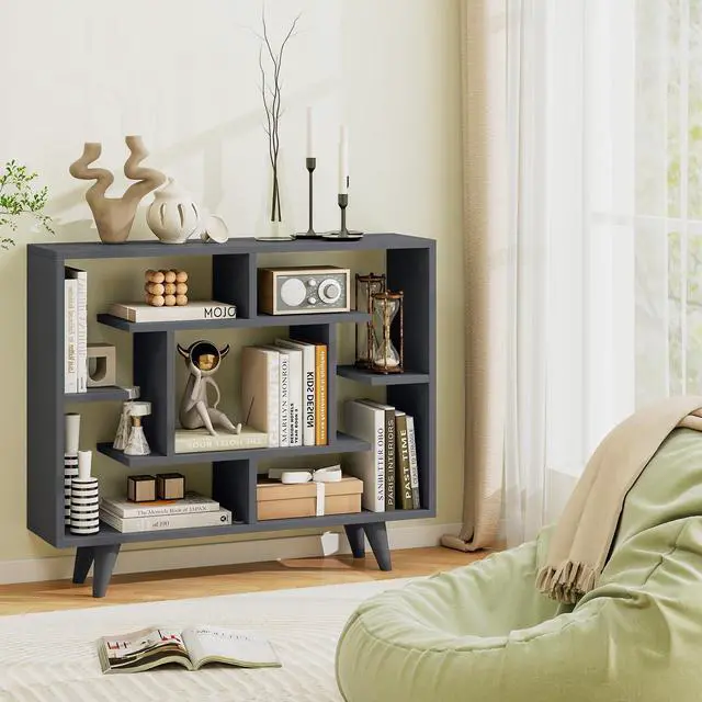 Alt view image 2 of 7 - SlickBlue Geometric Bookcase with Anti-Tipping Kit and Storage Shelving Unit