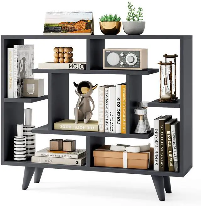 Alt view image 4 of 7 - SlickBlue Geometric Bookcase with Anti-Tipping Kit and Storage Shelving Unit