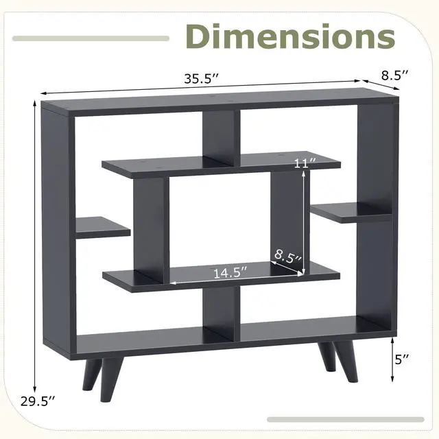 Alt view image 5 of 7 - SlickBlue Geometric Bookcase with Anti-Tipping Kit and Storage Shelving Unit