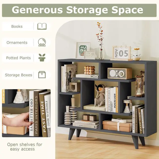 Alt view image 7 of 7 - SlickBlue Geometric Bookcase with Anti-Tipping Kit and Storage Shelving Unit