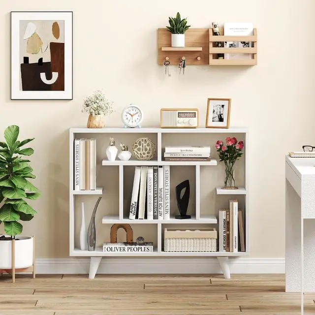 Alt view image 3 of 7 - SlickBlue Geometric Bookcase with Anti-Tipping Kit and Storage Shelving Unit