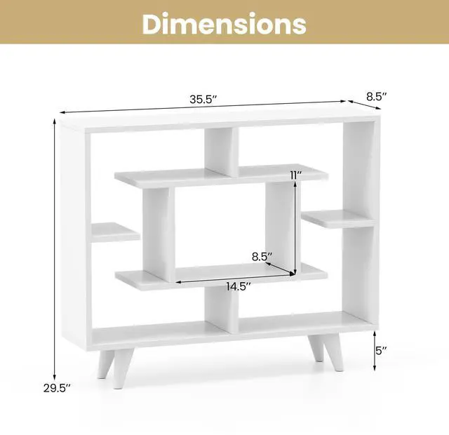 Alt view image 5 of 7 - SlickBlue Geometric Bookcase with Anti-Tipping Kit and Storage Shelving Unit
