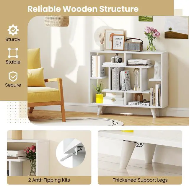 Alt view image 7 of 7 - SlickBlue Geometric Bookcase with Anti-Tipping Kit and Storage Shelving Unit