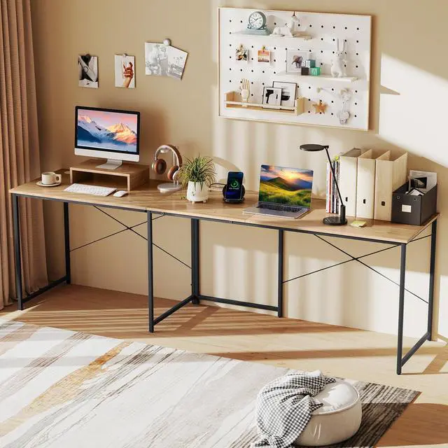 Alt view image 3 of 7 - SlickBlue 95 Inch 2-Person L-Shaped Long Reversible Computer Desk with Monitor Stand