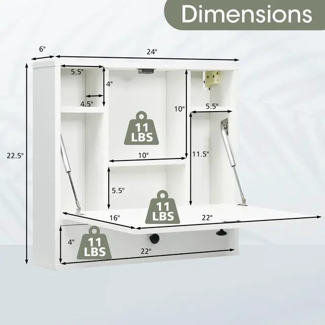 Alt view image 5 of 7 - SlickBlue Wall-Mount Floating Desk Foldable Space Saving Laptop Workstation