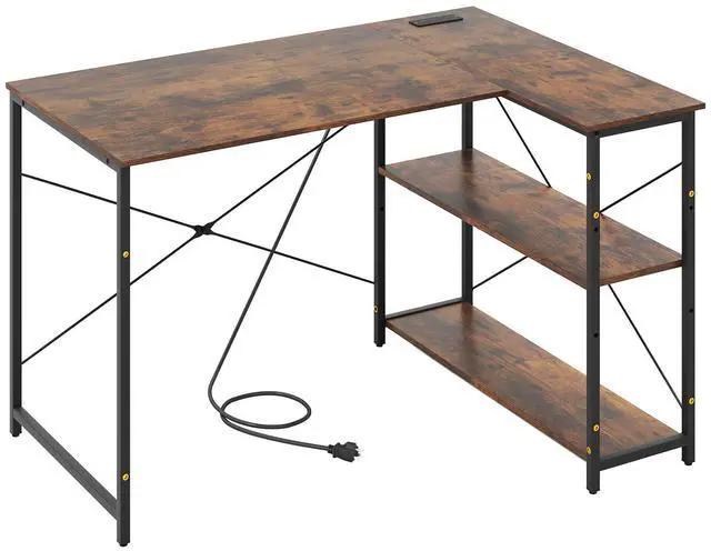 Main image of SlickBlue L-shaped 47 Inch Reversible Corner Desk with Adjustable Storage Shelves