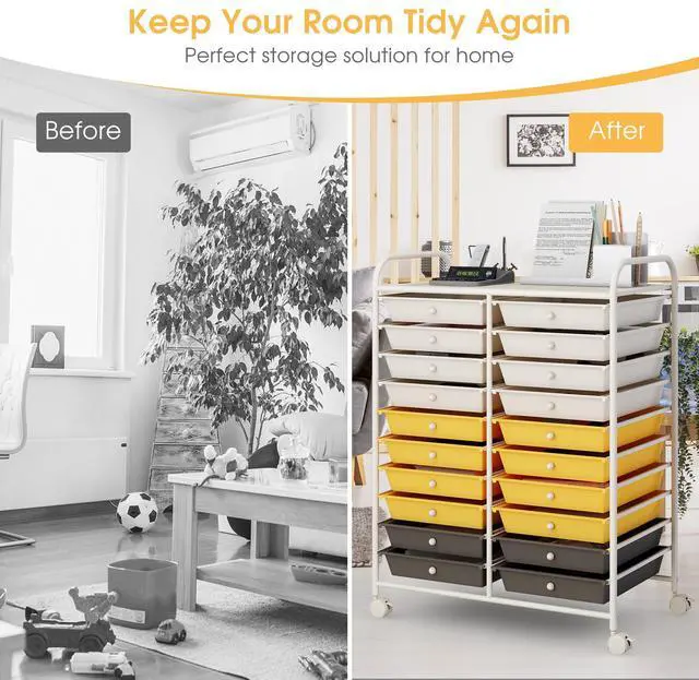 Alt view image 3 of 7 - SlickBlue 20 Drawers Storage Rolling Cart Studio Organizer