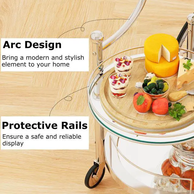 Alt view image 6 of 7 - SlickBlue Kitchen Rolling Bar Cart with Tempered Glass Suitable for Restaurant and Hotel