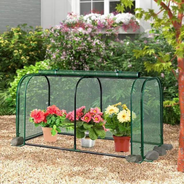 Alt view image 2 of 7 - SlickBlue Mini Tunnel Greenhouse with Roll-up Zipper Door