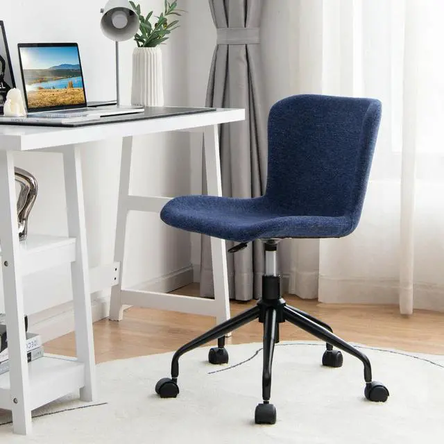 Alt view image 2 of 7 - SlickBlue Mid Back Armless Office Chair Adjustable Swivel Linen Task Chair