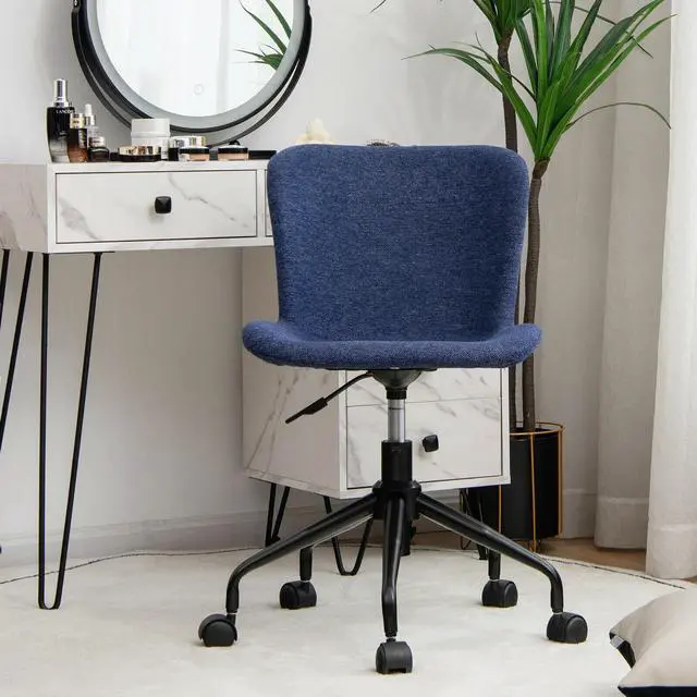 Alt view image 7 of 7 - SlickBlue Mid Back Armless Office Chair Adjustable Swivel Linen Task Chair