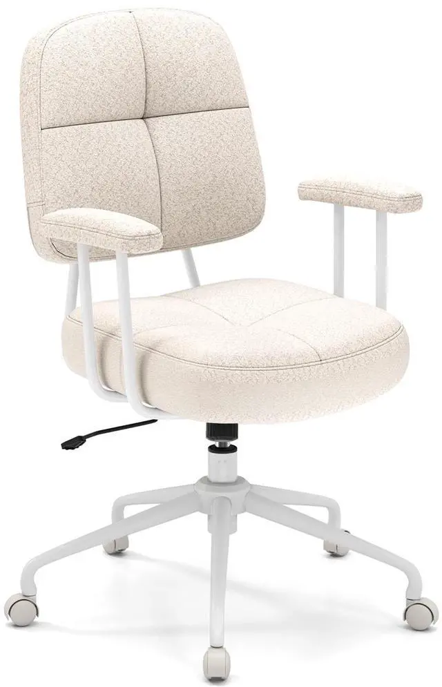 Alt view image 3 of 7 - SlickBlue Leathaire Upholstered Task Home Office Chair with Cushioned Back-Beige