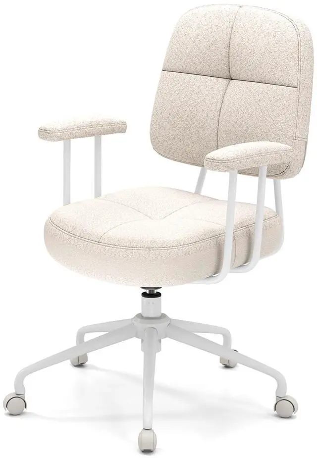 Alt view image 4 of 7 - SlickBlue Leathaire Upholstered Task Home Office Chair with Cushioned Back-Beige