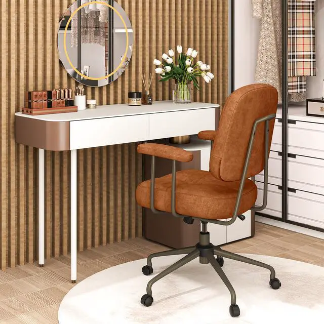 Alt view image 3 of 7 - SlickBlue Leathaire Upholstered Task Home Office Chair with Cushioned Back