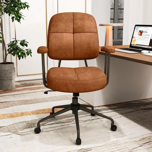 Alt view image 2 of 7 - SlickBlue Leathaire Upholstered Task Home Office Chair with Cushioned Back