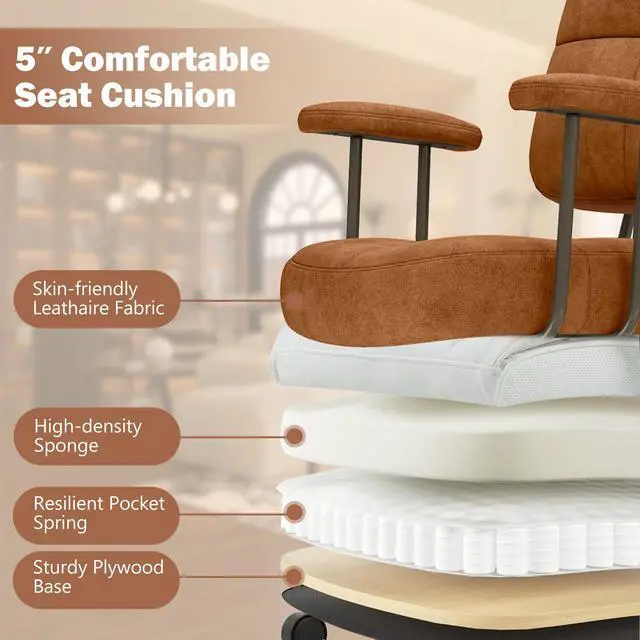 Alt view image 6 of 7 - SlickBlue Leathaire Upholstered Task Home Office Chair with Cushioned Back