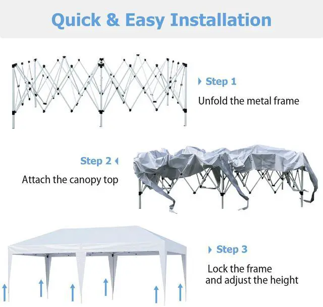 Alt view image 6 of 7 - SlickBlue 10 x 20 FT Pop up Canopy Tent with Carry Bag for Party BBQ-White
