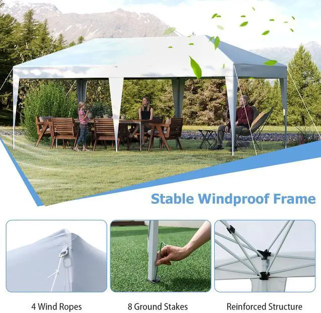 Alt view image 7 of 7 - SlickBlue 10 x 20 FT Pop up Canopy Tent with Carry Bag for Party BBQ-White