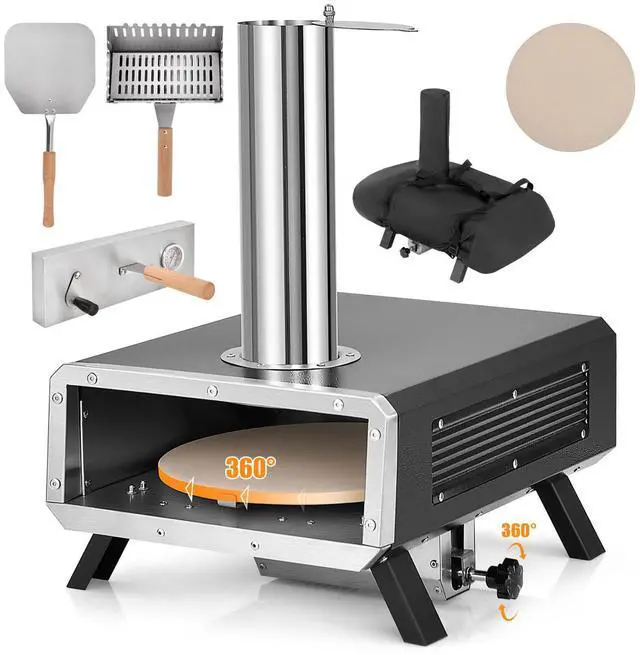 Alt view image 3 of 7 - SlickBlue Outdoor Pizza Oven Portable Wood Pellet Pizza Stove with 12 Inch Round Rotatable Pizza Stone