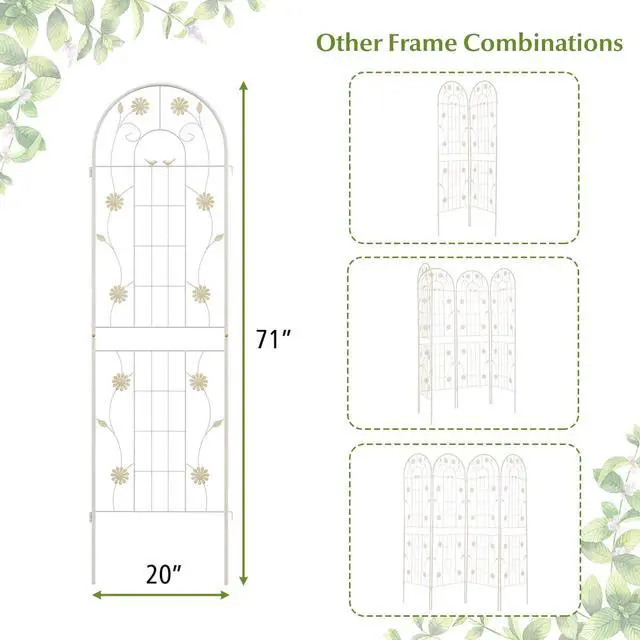 Alt view image 4 of 7 - SlickBlue 4 Pack 71 x 20 Inches Metal Garden Trellis for Climbing Plants