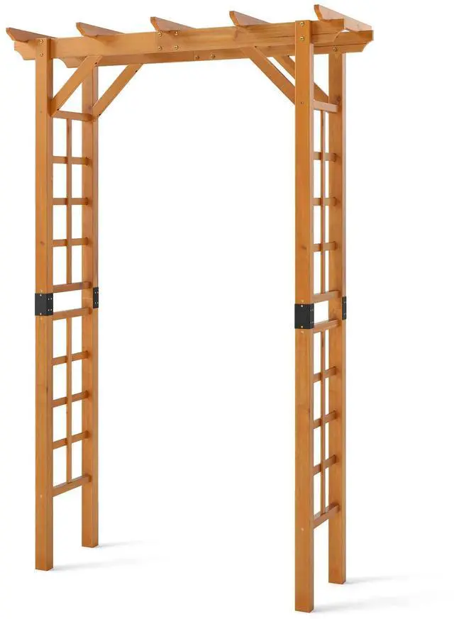 Alt view image 4 of 7 - SlickBlue 7/7.5 Feet Garden Arch Wooden Arbor Outdoor Wood Trellis for Climbing Plants-7 FT