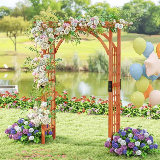 Alt view image 2 of 7 - SlickBlue Garden Archway Arch Lattice Trellis Pergola for Climbing Plants and Outdoor Wedding Bridal Decor