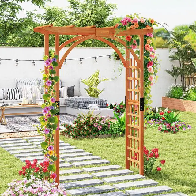Main image of SlickBlue Garden Archway Arch Lattice Trellis Pergola for Climbing Plants and Outdoor Wedding Bridal Decor