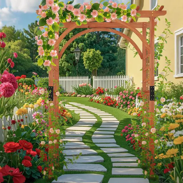 Alt view image 7 of 7 - SlickBlue Garden Archway Arch Lattice Trellis Pergola for Climbing Plants and Outdoor Wedding Bridal Decor