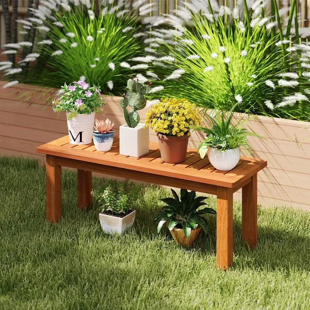 Alt view image 2 of 7 - SlickBlue Wooden Plant Stand Outdoor Indoor Solid Wood Flower Pot Holder Display Shelf