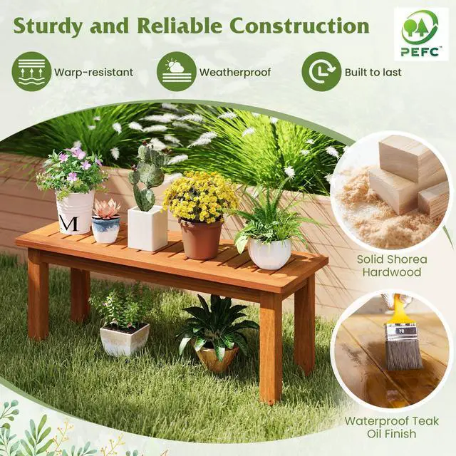 Alt view image 6 of 7 - SlickBlue Wooden Plant Stand Outdoor Indoor Solid Wood Flower Pot Holder Display Shelf