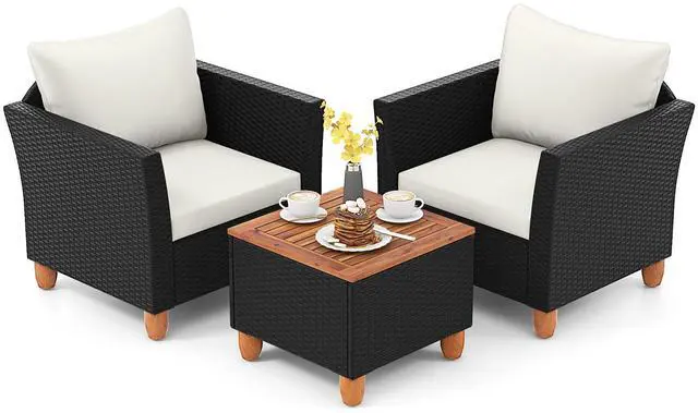 Alt view image 4 of 7 - SlickBlue 3 Pieces Outdoor Patio Rattan Furniture Set with Coffee Table