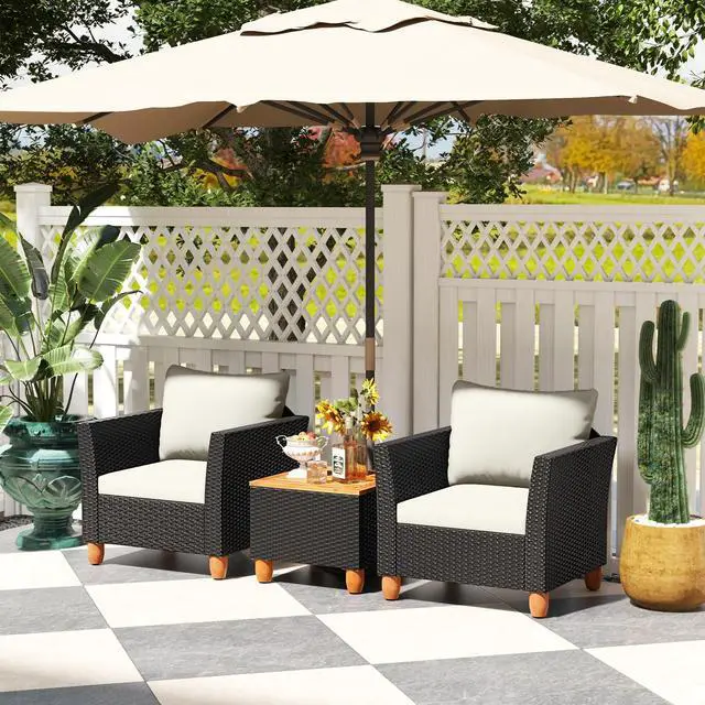 Alt view image 7 of 7 - SlickBlue 3 Pieces Outdoor Patio Rattan Furniture Set with Coffee Table