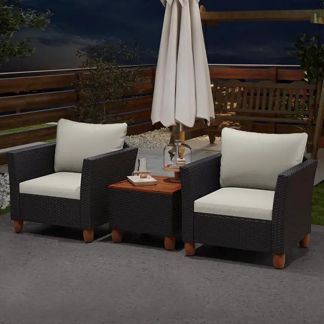 Alt view image 6 of 7 - SlickBlue 3 Pieces Outdoor Patio Rattan Furniture Set with Coffee Table