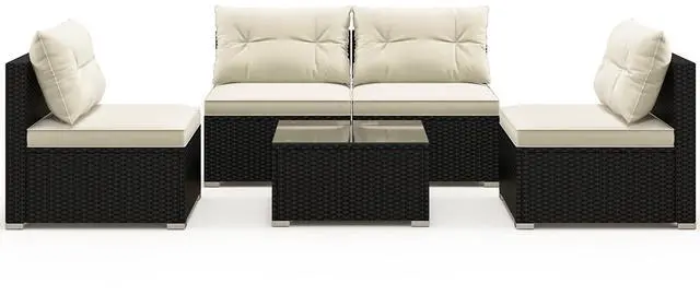 Main image of SlickBlue 5 Pieces Outdoor Patio Furniture Set with Cushions and Coffee Table