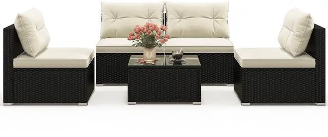 Alt view image 4 of 7 - SlickBlue 5 Pieces Outdoor Patio Furniture Set with Cushions and Coffee Table