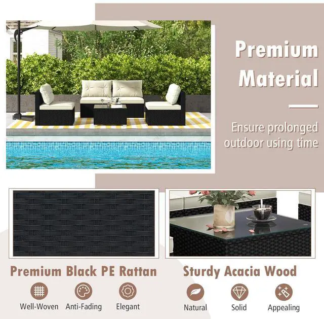 Alt view image 7 of 7 - SlickBlue 5 Pieces Outdoor Patio Furniture Set with Cushions and Coffee Table