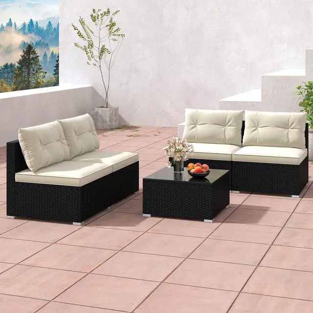 Alt view image 6 of 7 - SlickBlue 5 Pieces Outdoor Patio Furniture Set with Cushions and Coffee Table