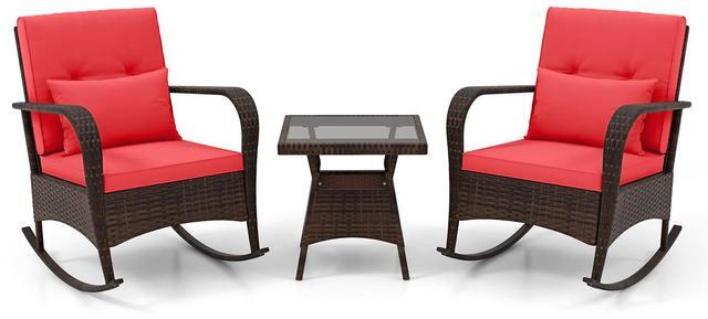 Main image of SlickBlue 3 Pieces Outdoor Rocking Set with Tempered Glass Coffee Table for Backyard Poolside