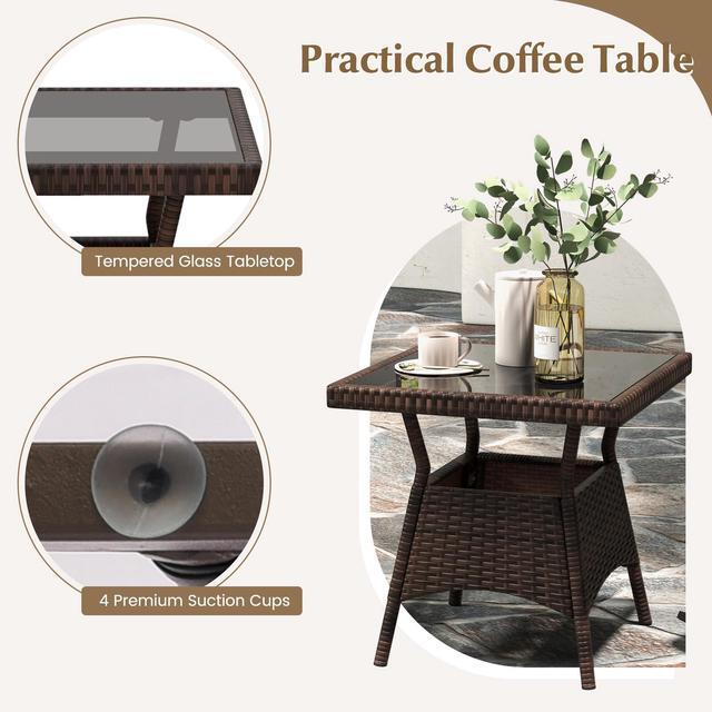Alt view image 6 of 7 - SlickBlue 3 Pieces Outdoor Rocking Set with Tempered Glass Coffee Table for Backyard Poolside